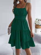 Spaghetti Strap Sleeveless Tiered A-Line Dress