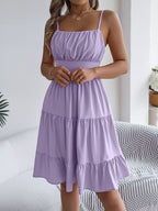 Spaghetti Strap Sleeveless Tiered A-Line Dress