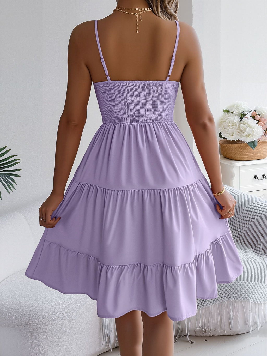 Spaghetti Strap Sleeveless Tiered A-Line Dress