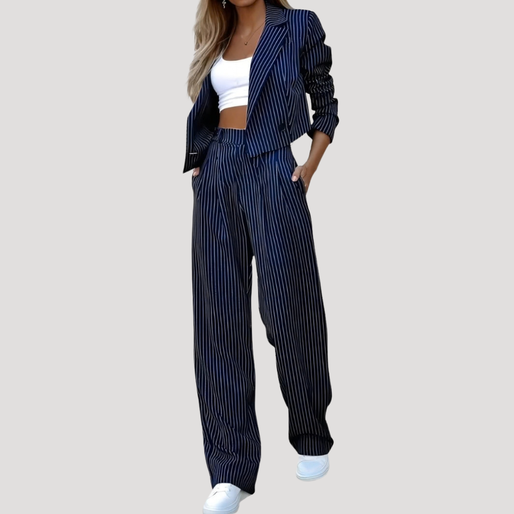 Blue pinstripe blazer co-ord set