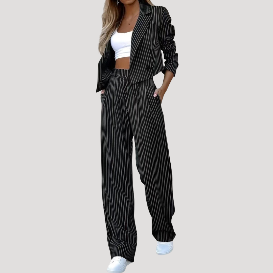 Black pinstripe blazer co-ord set