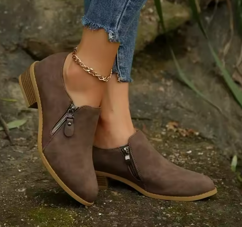 Beige orthopedic zip-up ankle Boots