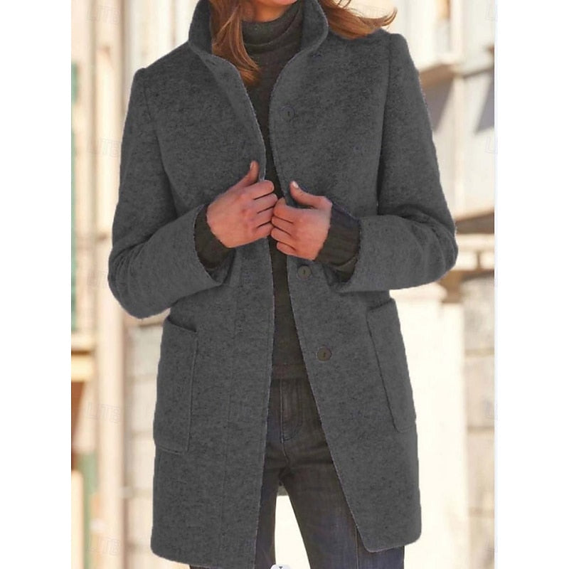 Blue Stand-Collar Coat