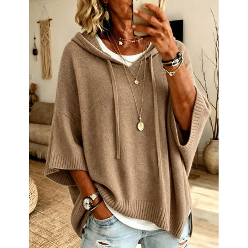 Blue Relaxed Hooded Sweater