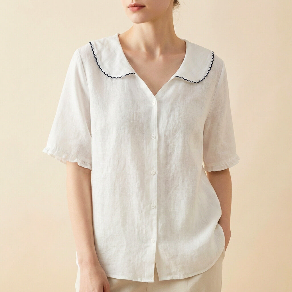Clara Cotton-Linen Summer Blouse