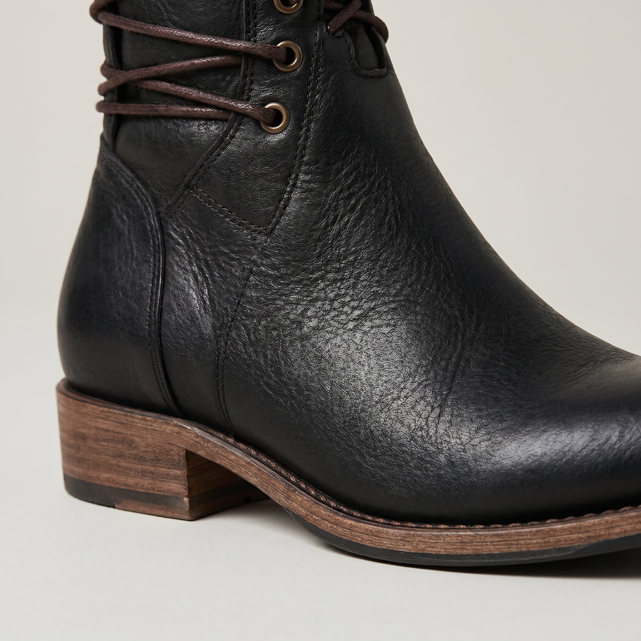 Gray lace-up mid-calf studded Boots