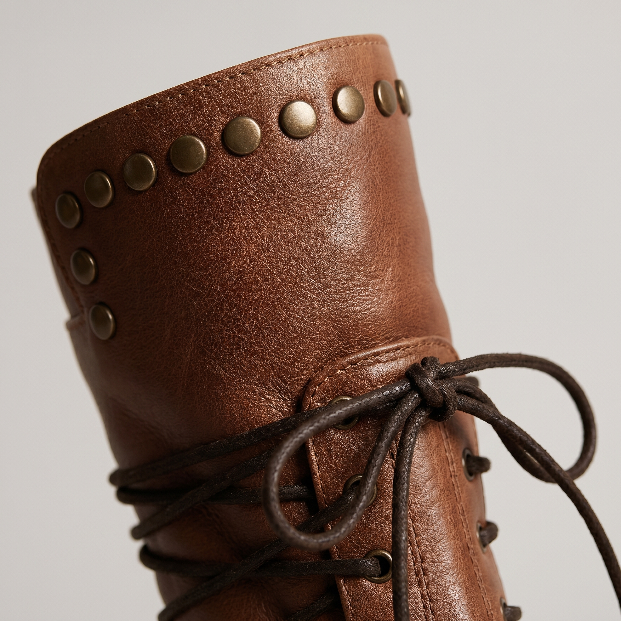 Gray lace-up mid-calf studded Boots
