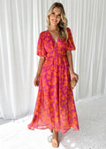 Kayla | Women's Floral V Neck Maxi Wedding Guest Dress