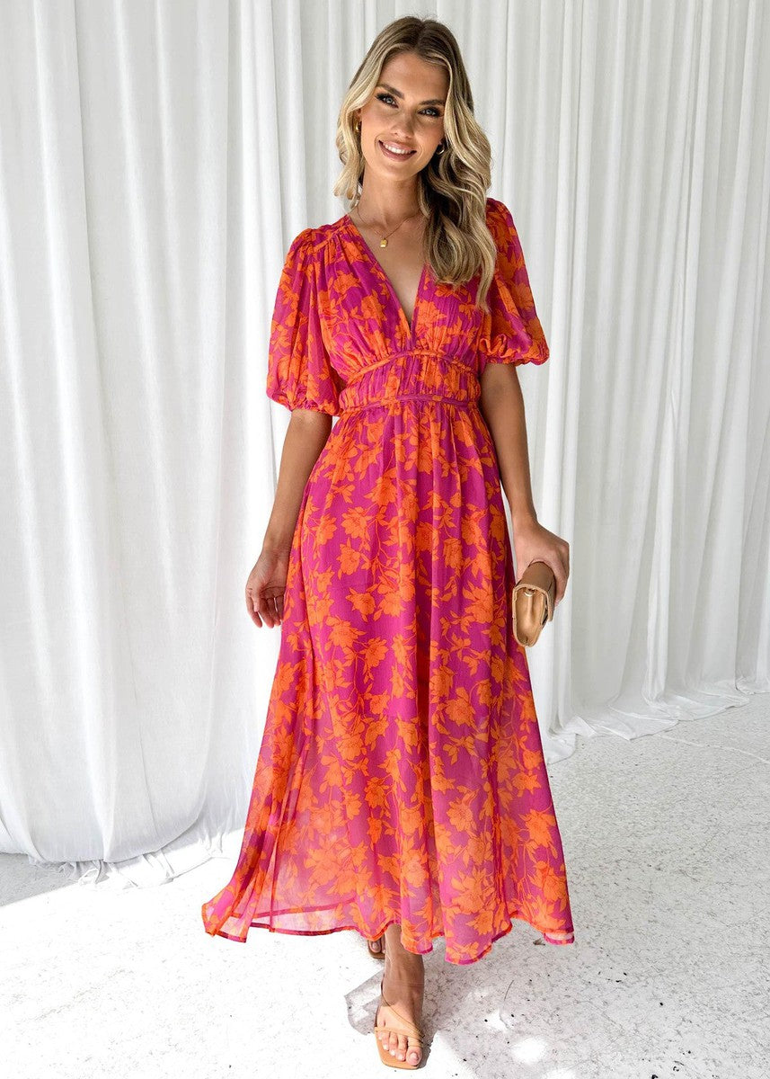 Kayla | Women's Floral V Neck Maxi Wedding Guest Dress