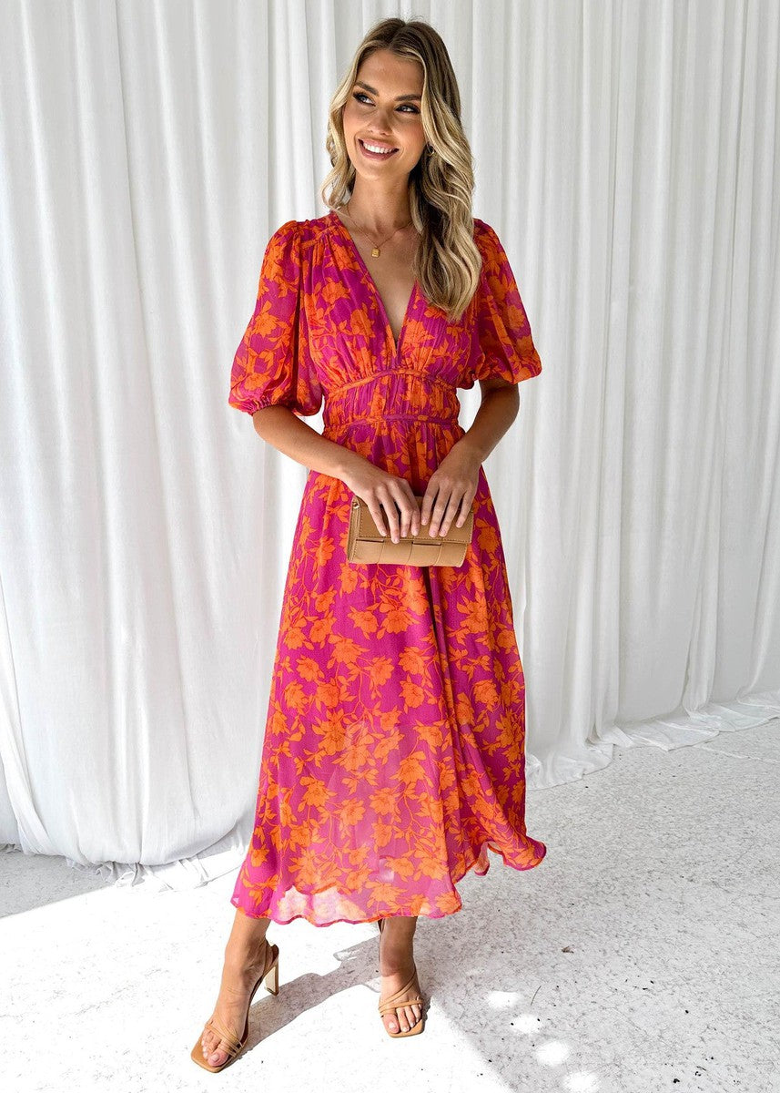 Kayla | Women's Floral V Neck Maxi Wedding Guest Dress