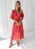 Kayla | Women's Floral V Neck Maxi Wedding Guest Dress