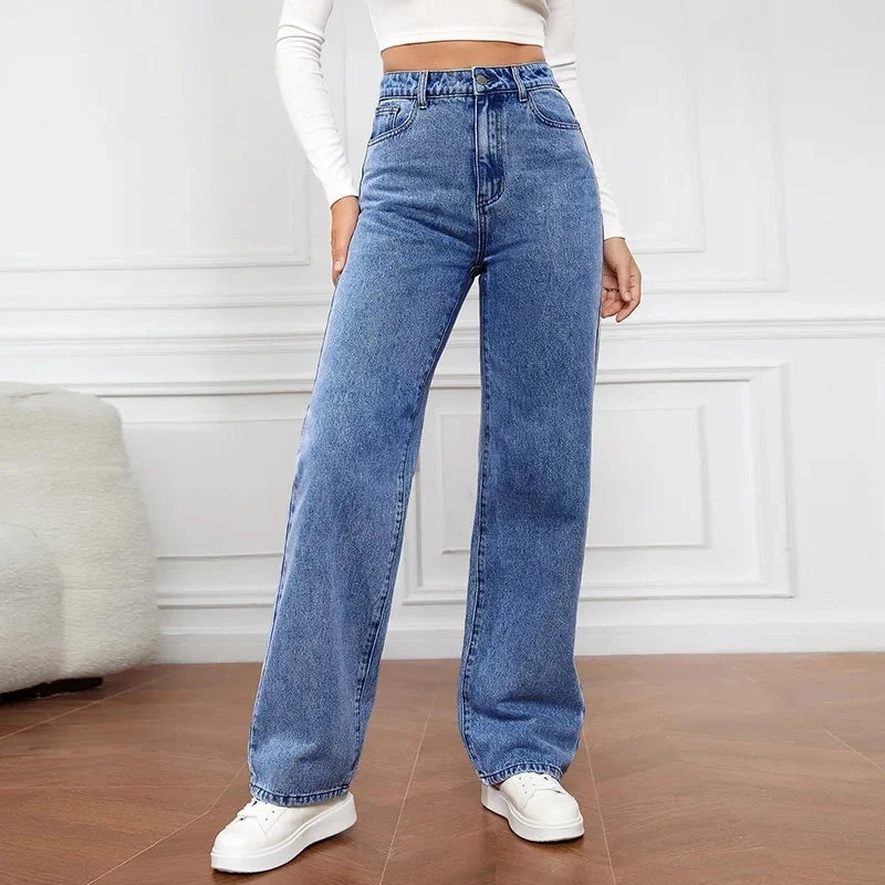 High-Waist Wide-Leg Jeans, front view