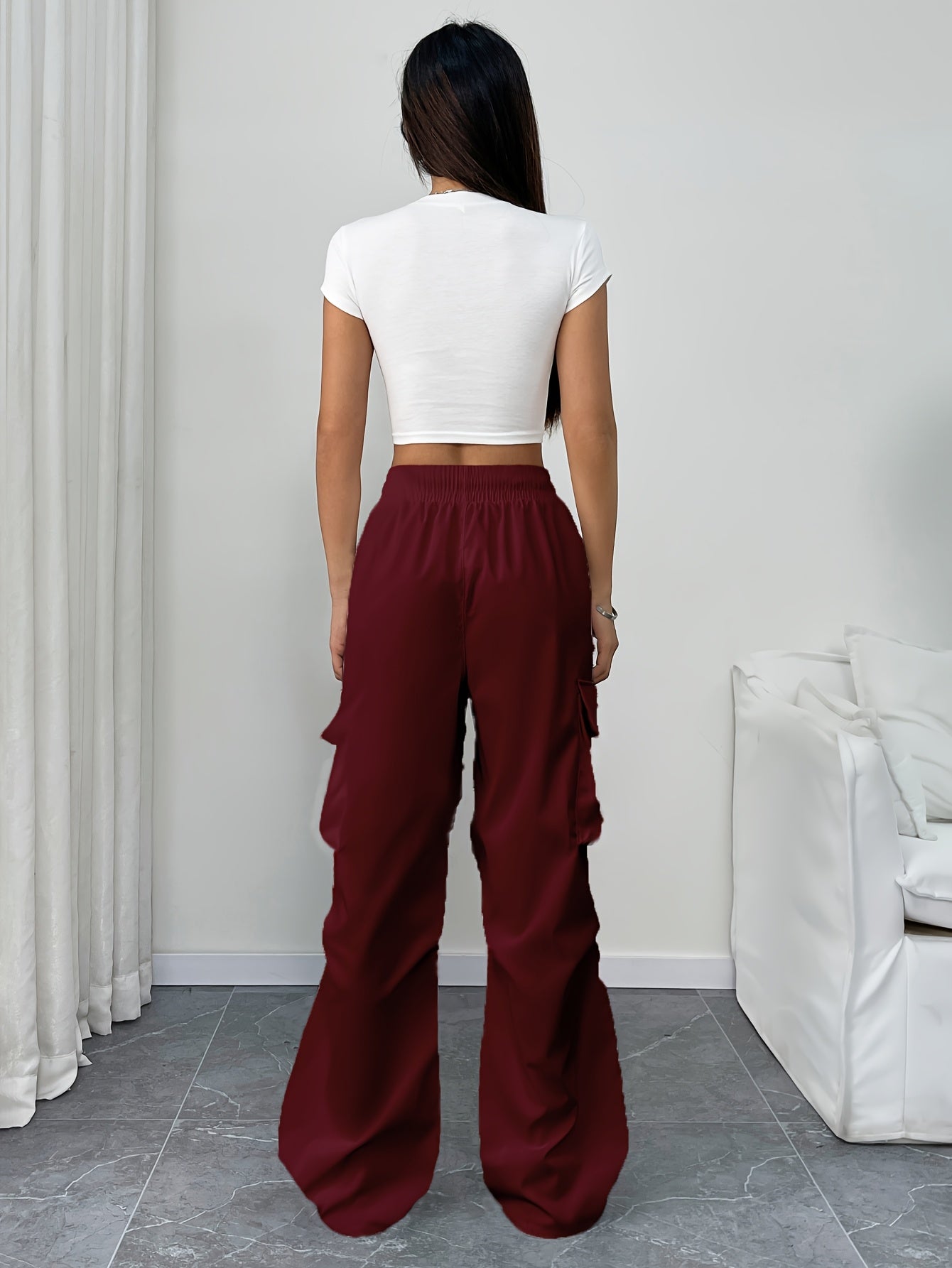 Black wide-leg cargo pocket Pants