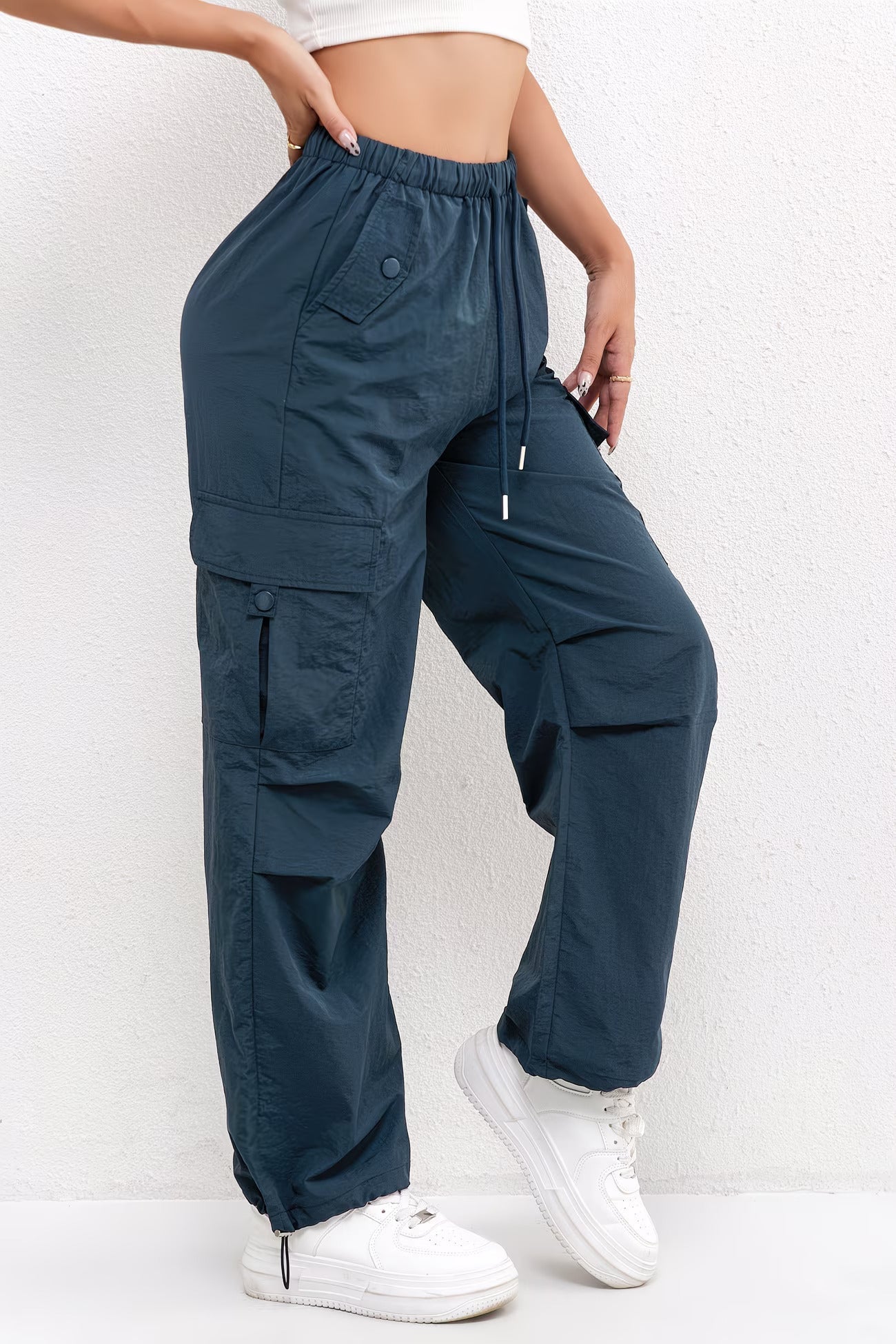 Gray cargo pocket drawstring Pants