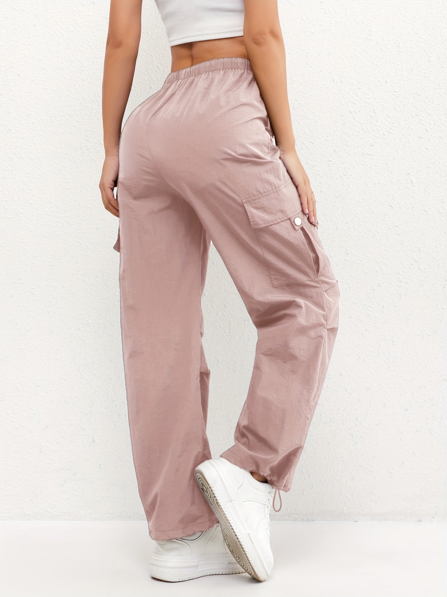 Black cargo pocket drawstring Pants