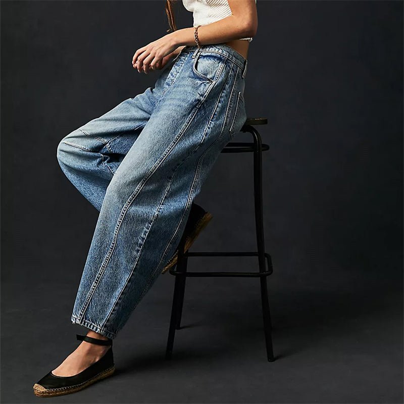 Light Blue Barrel-Leg Jeans