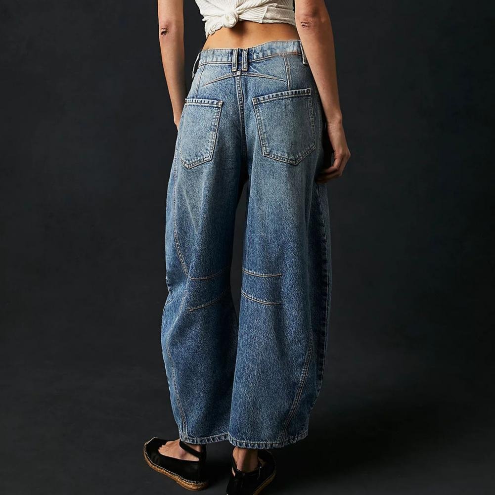 Light Blue Barrel-Leg Jeans