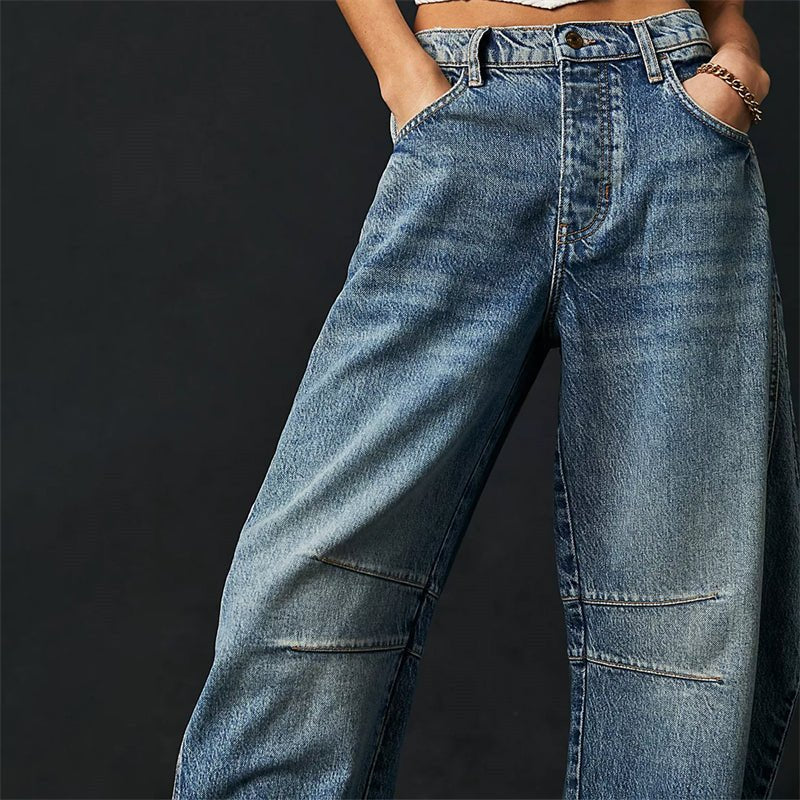 Light Blue Barrel-Leg Jeans