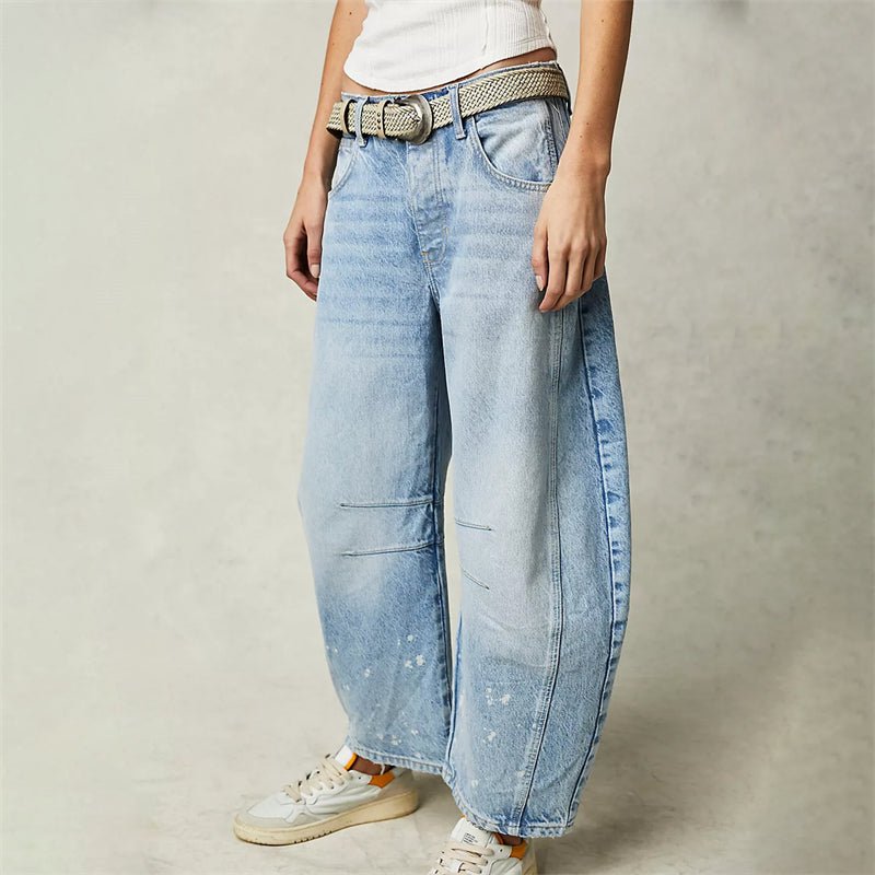 Light Blue Barrel-Leg Jeans