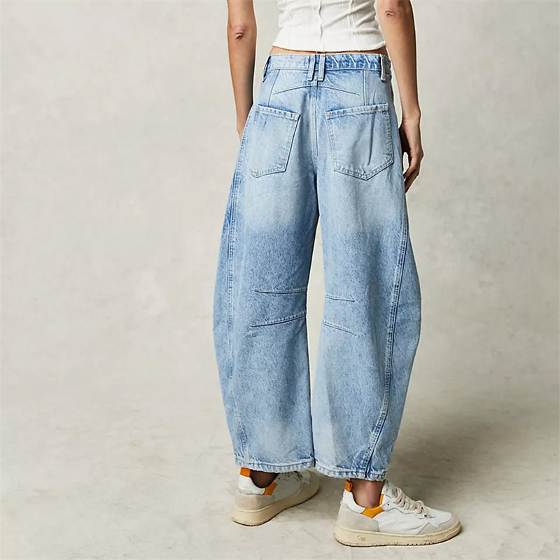 Light Blue Barrel-Leg Jeans