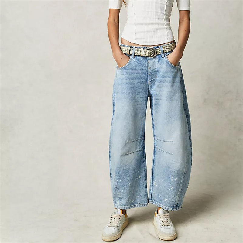 Light Blue Barrel-Leg Jeans