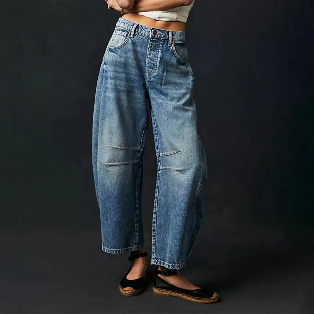 Light Blue Barrel-Leg Jeans