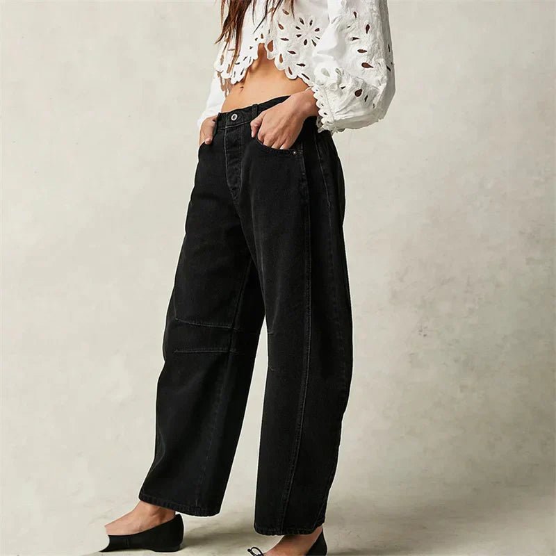 High-Waist Wide-Leg Barrel Denim Jeans