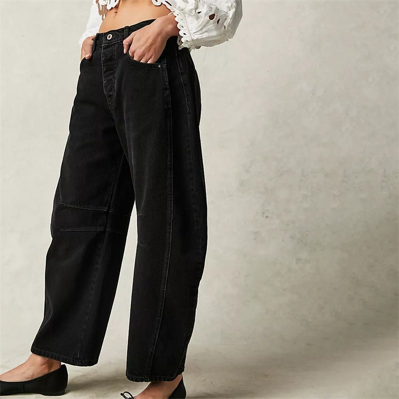 High-Waist Wide-Leg Barrel Denim Jeans