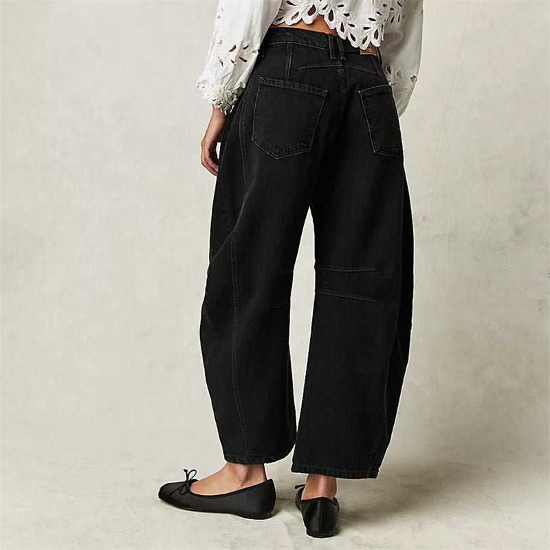 High-Waist Wide-Leg Barrel Denim Jeans