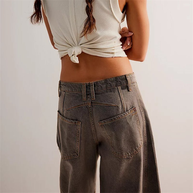 High-Waist Wide-Leg Barrel Denim Jeans
