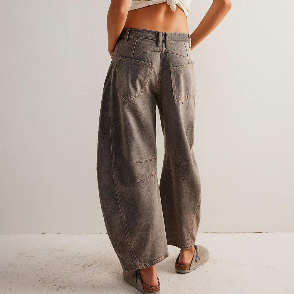 High-Waist Wide-Leg Barrel Denim Jeans