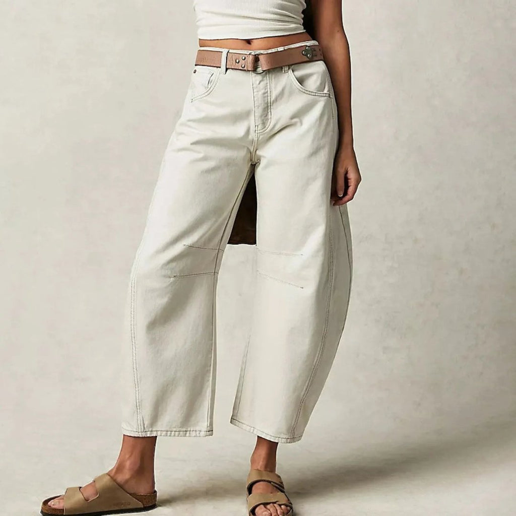 Light Blue Barrel-Leg Jeans