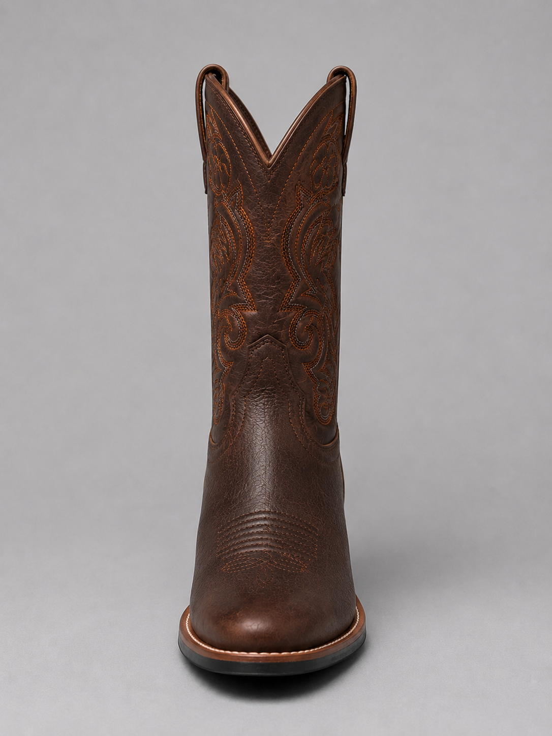 Brown embroidered leather cowboy Boots