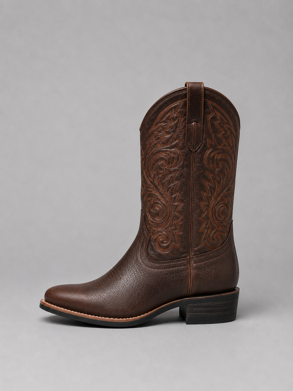 Brown embroidered leather cowboy Boots