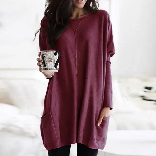 Blue Oversized Pocket Tunic, front view