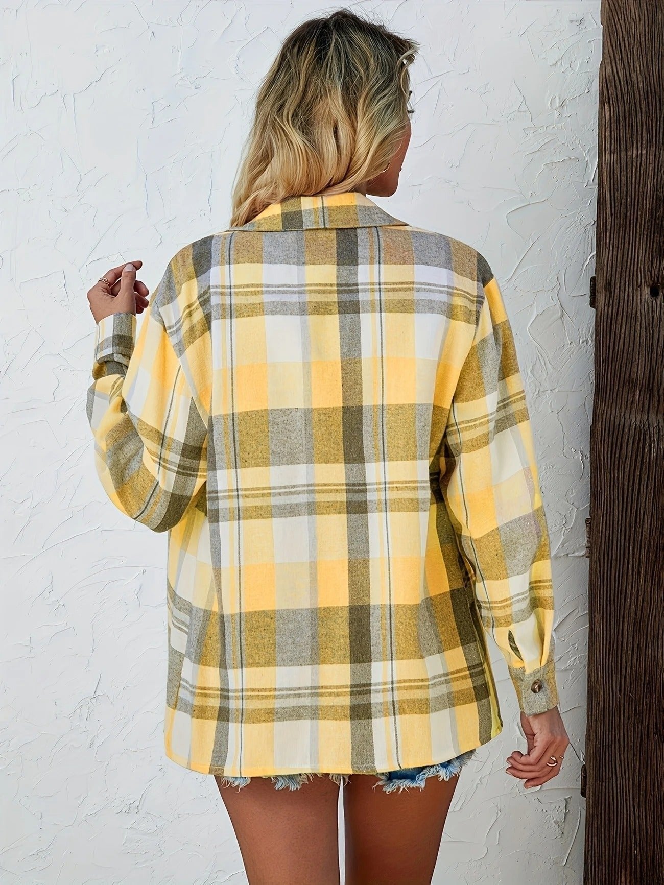 Green Plaid Hooded Flannel Cardigan