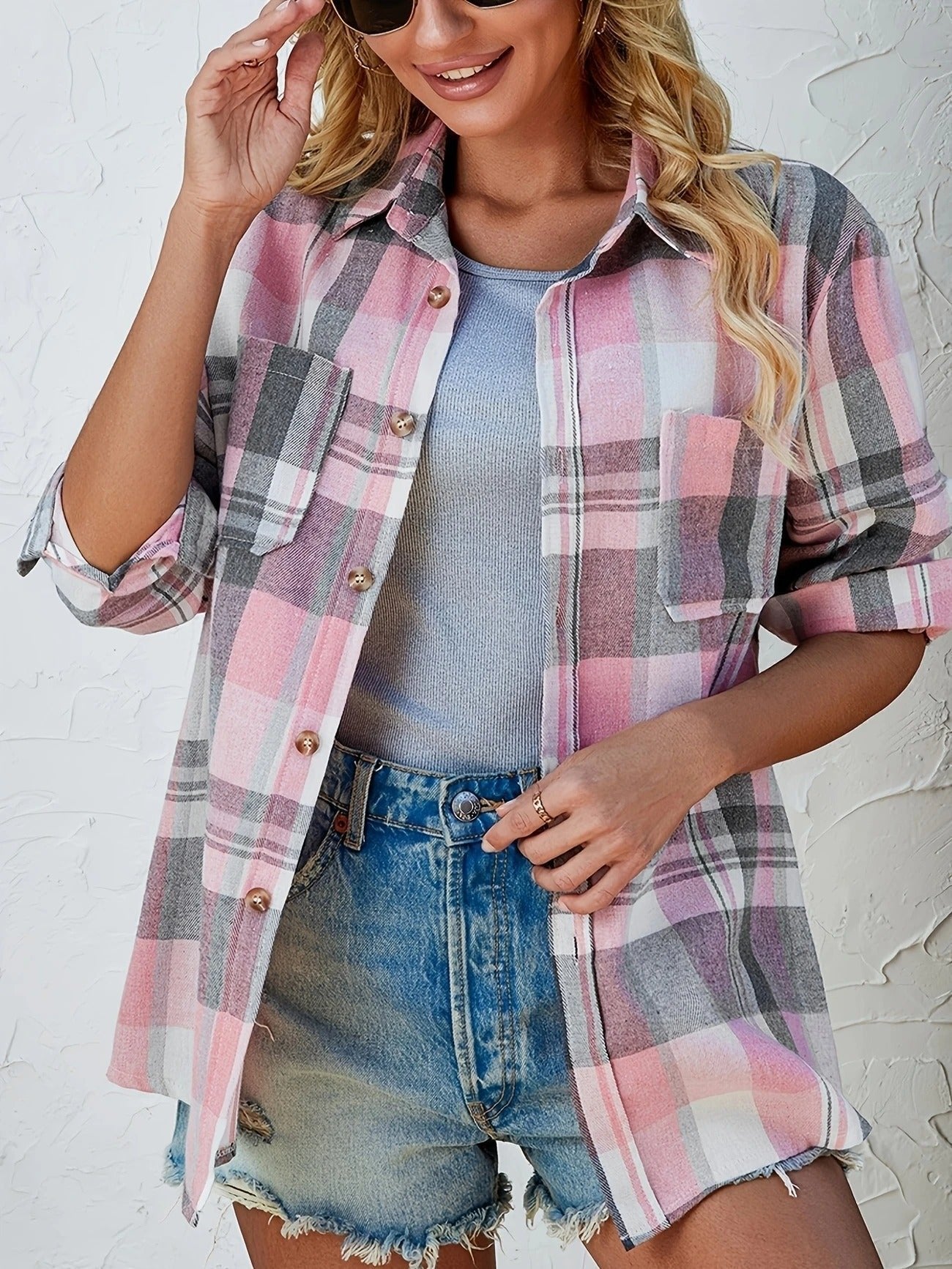 Green Plaid Hooded Flannel Cardigan