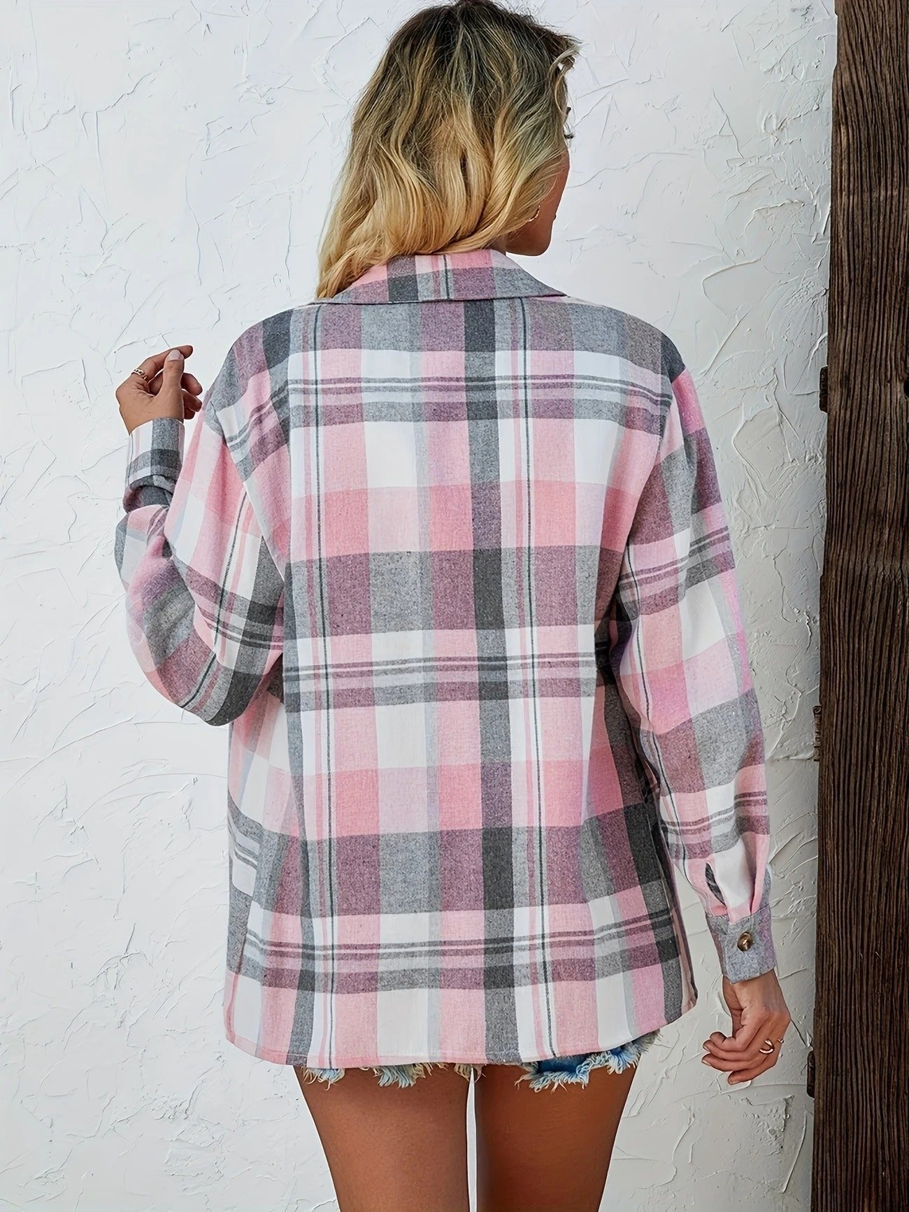 Green Plaid Hooded Flannel Cardigan