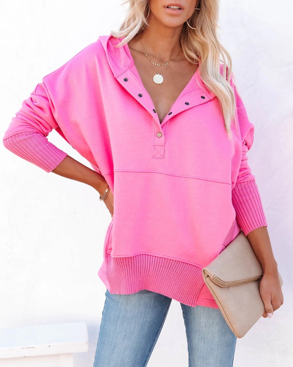White Longline Hooded Sweatshirt