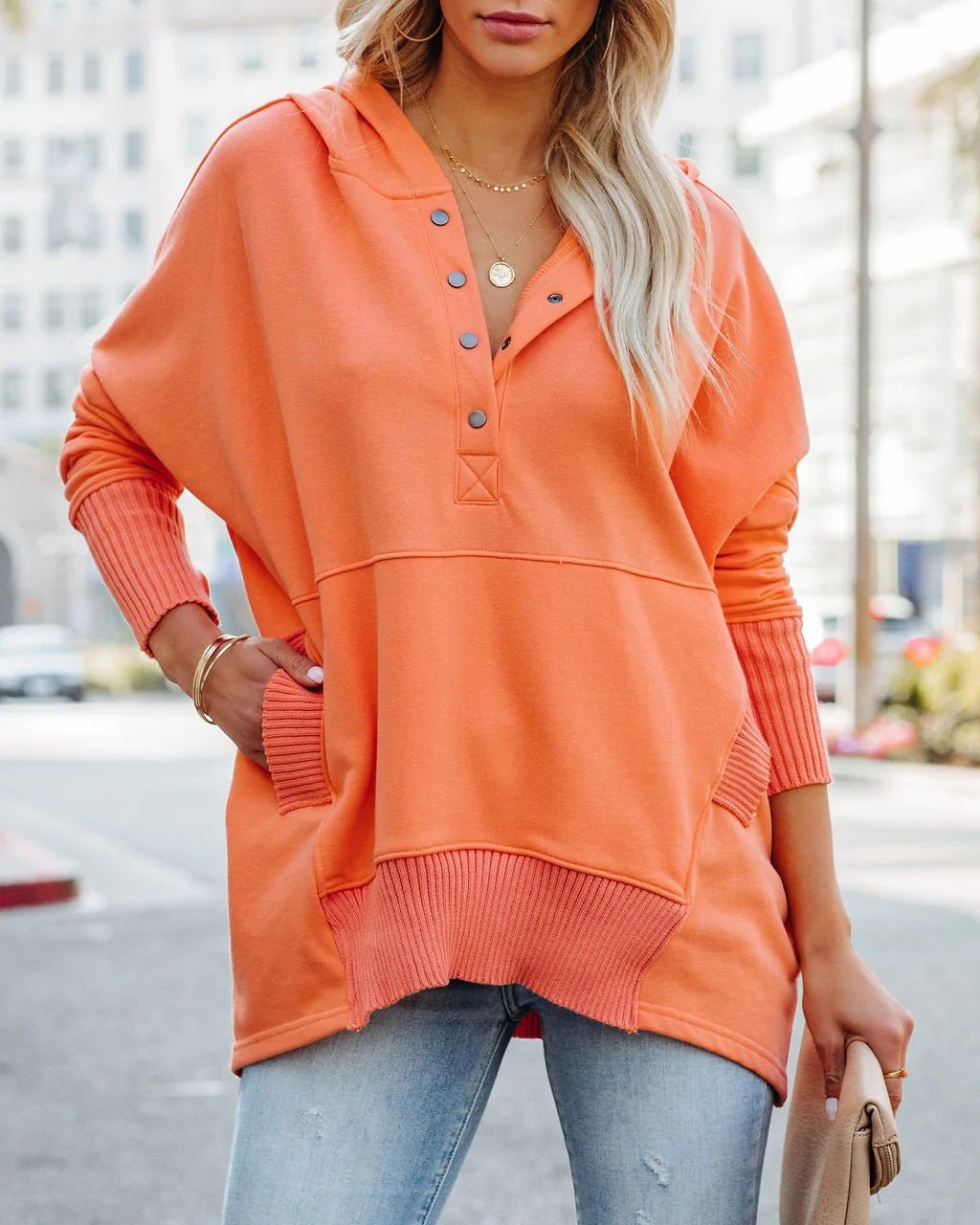 White Longline Hooded Sweatshirt