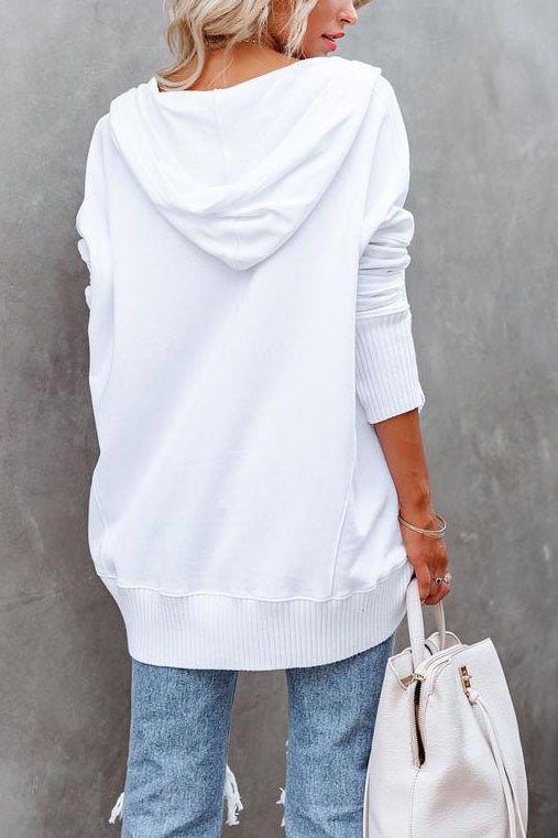 White Longline Hooded Sweatshirt