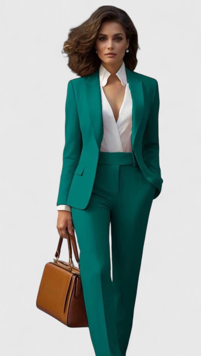 Green tailored lapel blazer suit co-ord set