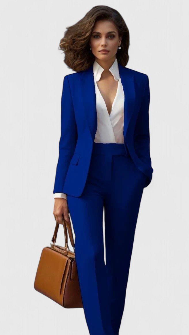 Blue tailored lapel blazer suit co-ord set