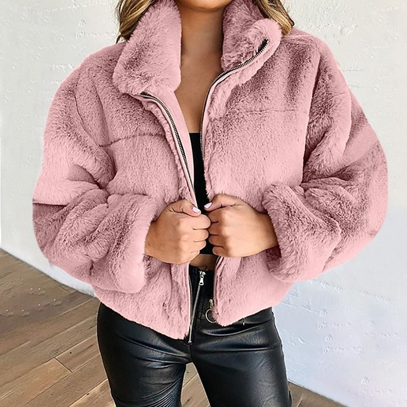 Pink Cropped Zip Jacket, front view