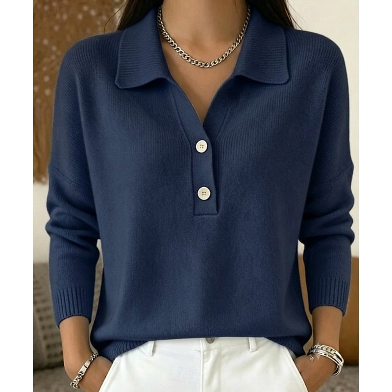 Blue Refined Collared Sweater