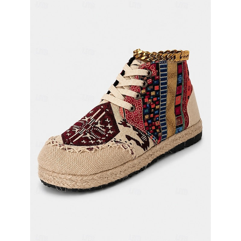 Red boho patterned high-top Sneakers