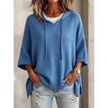 Blue Relaxed Hooded Sweater, front view