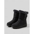 Black fur-trimmed winter snow Boots, front view
