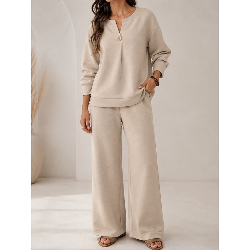Khaki Relaxed Lounge Co-ord Set, front view