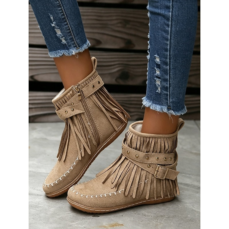 Black fringe moccasin Boots